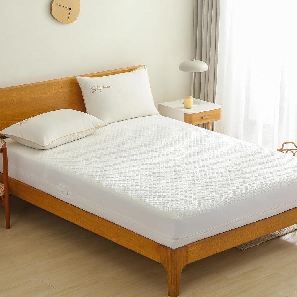 TERRY Cotton Waterproof Mattress Protector White (Premium)