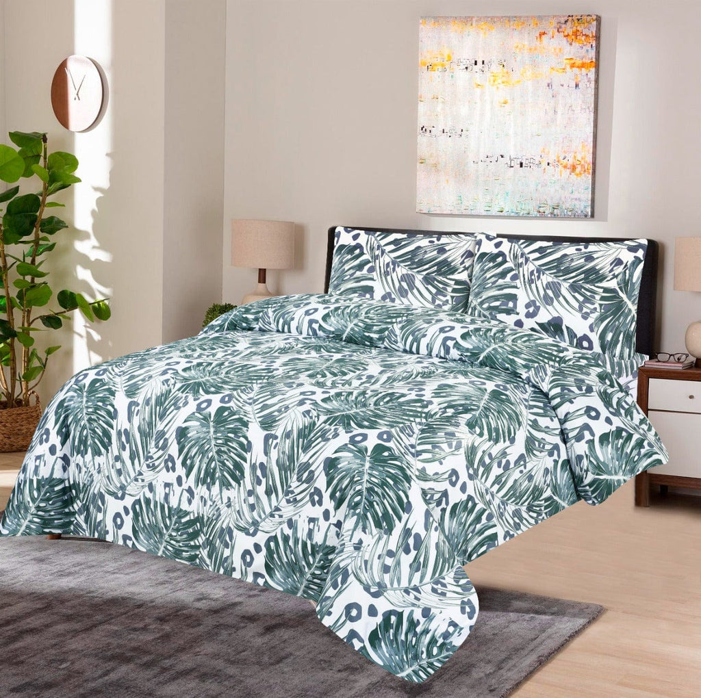 Summer Palm D695- Cotton Sateen Bed Sheet Set (Premium)
