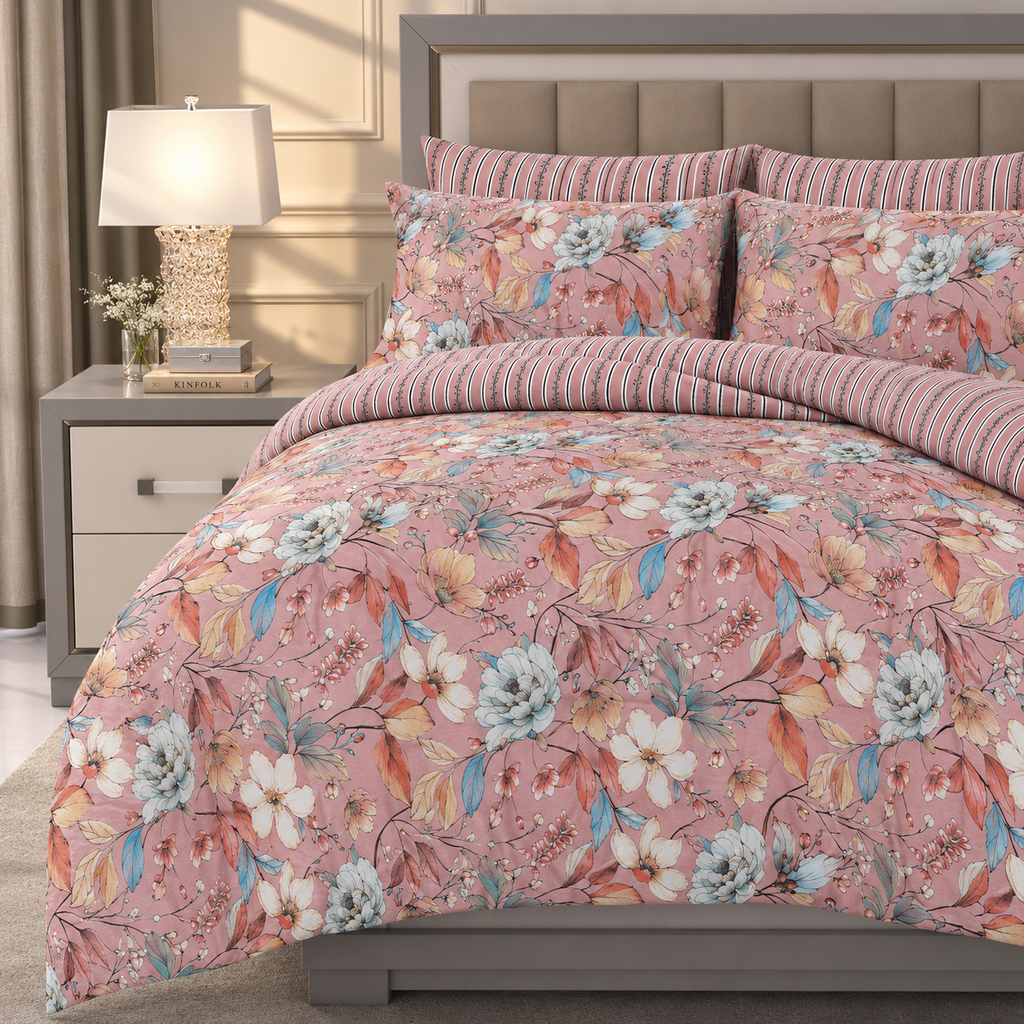 Blush Blossom - Premium Bedsheet Set