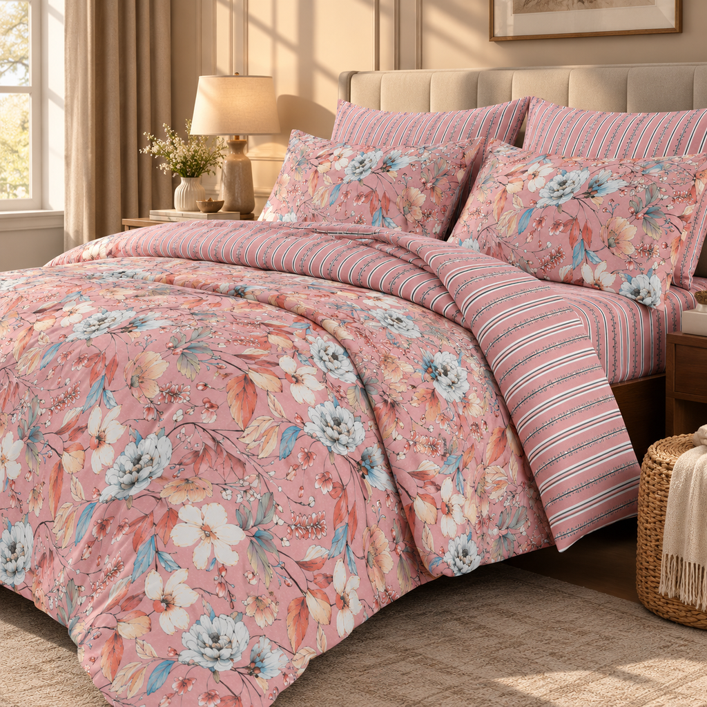 Blush Blossom - Premium Bedsheet Set