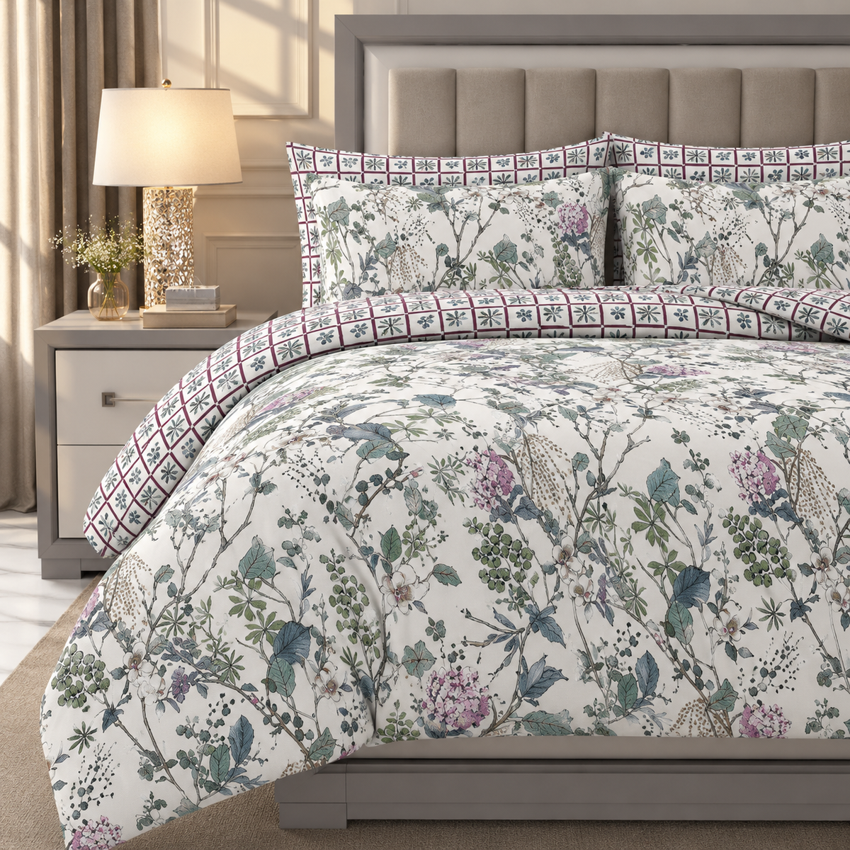 Botanical Charm - Premium Bedsheet Set