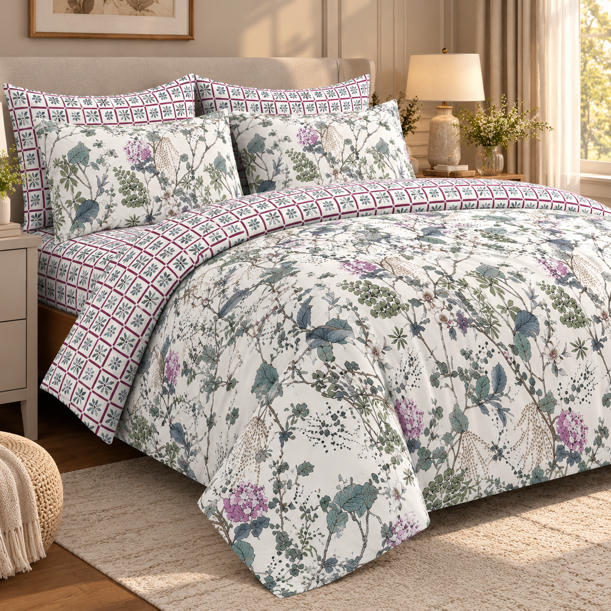 Botanical Charm - Premium Bedsheet Set