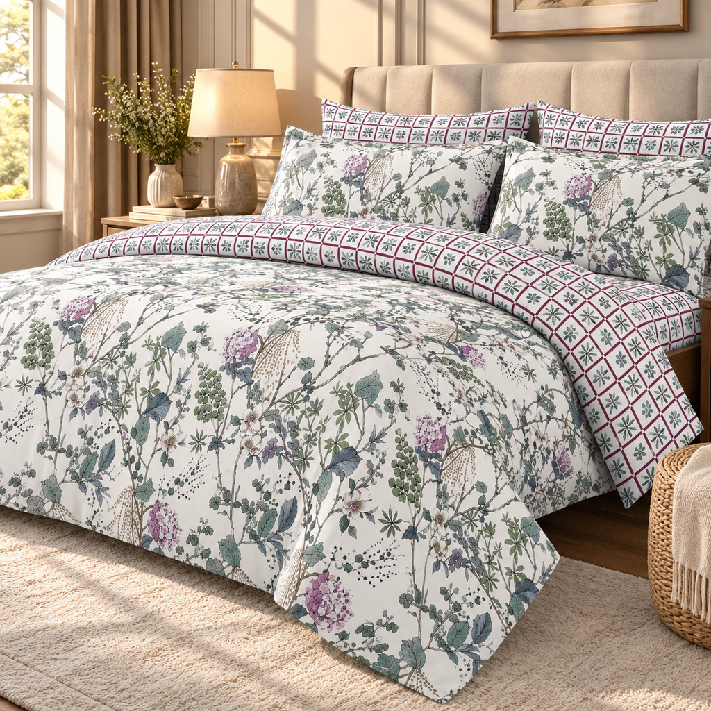 Botanical Charm - Premium Bedsheet Set
