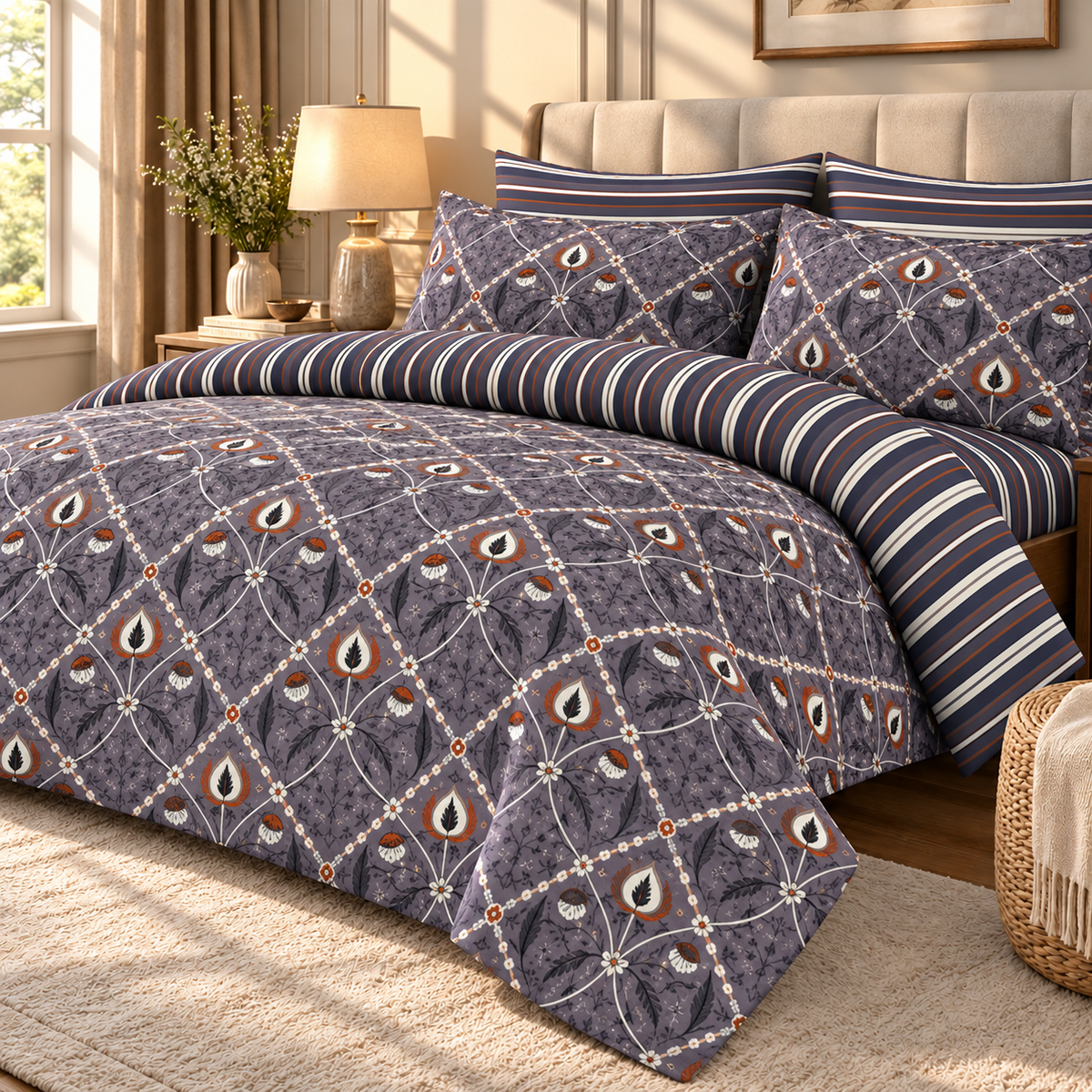 Charcoal Heritage - Premium Bedsheet Set