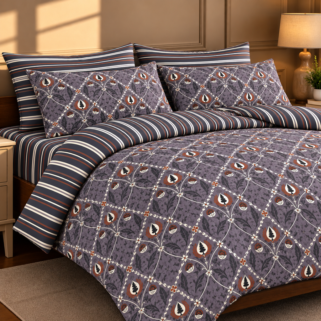 Charcoal Heritage - Premium Bedsheet Set