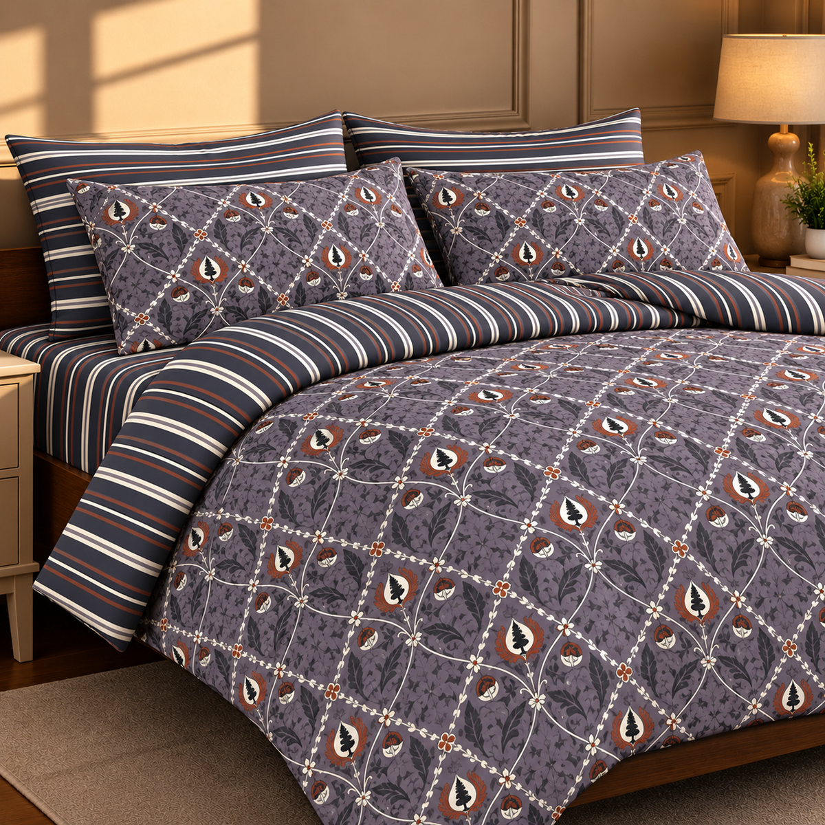 Charcoal Heritage - Premium Bedsheet Set