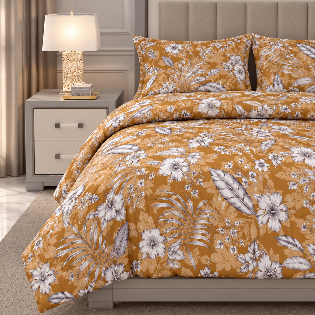 Golden Bloom - Premium Bedsheet Set