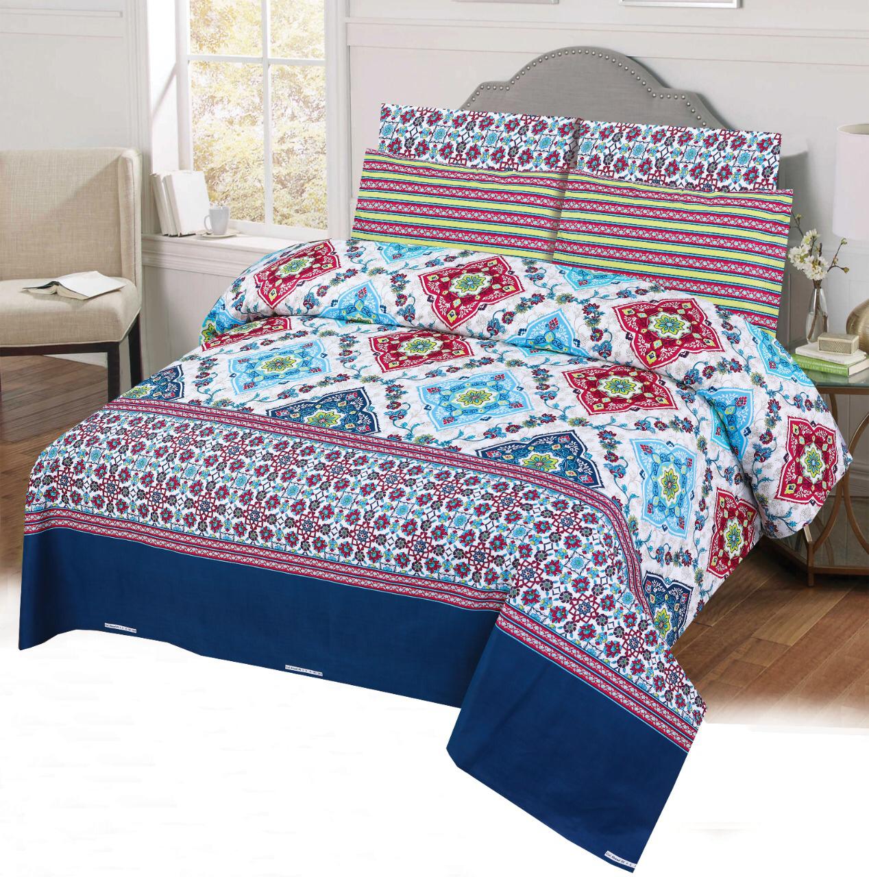 Grace D469-Cotton PC Single Size Bedsheet with 1 Pillow Cover.