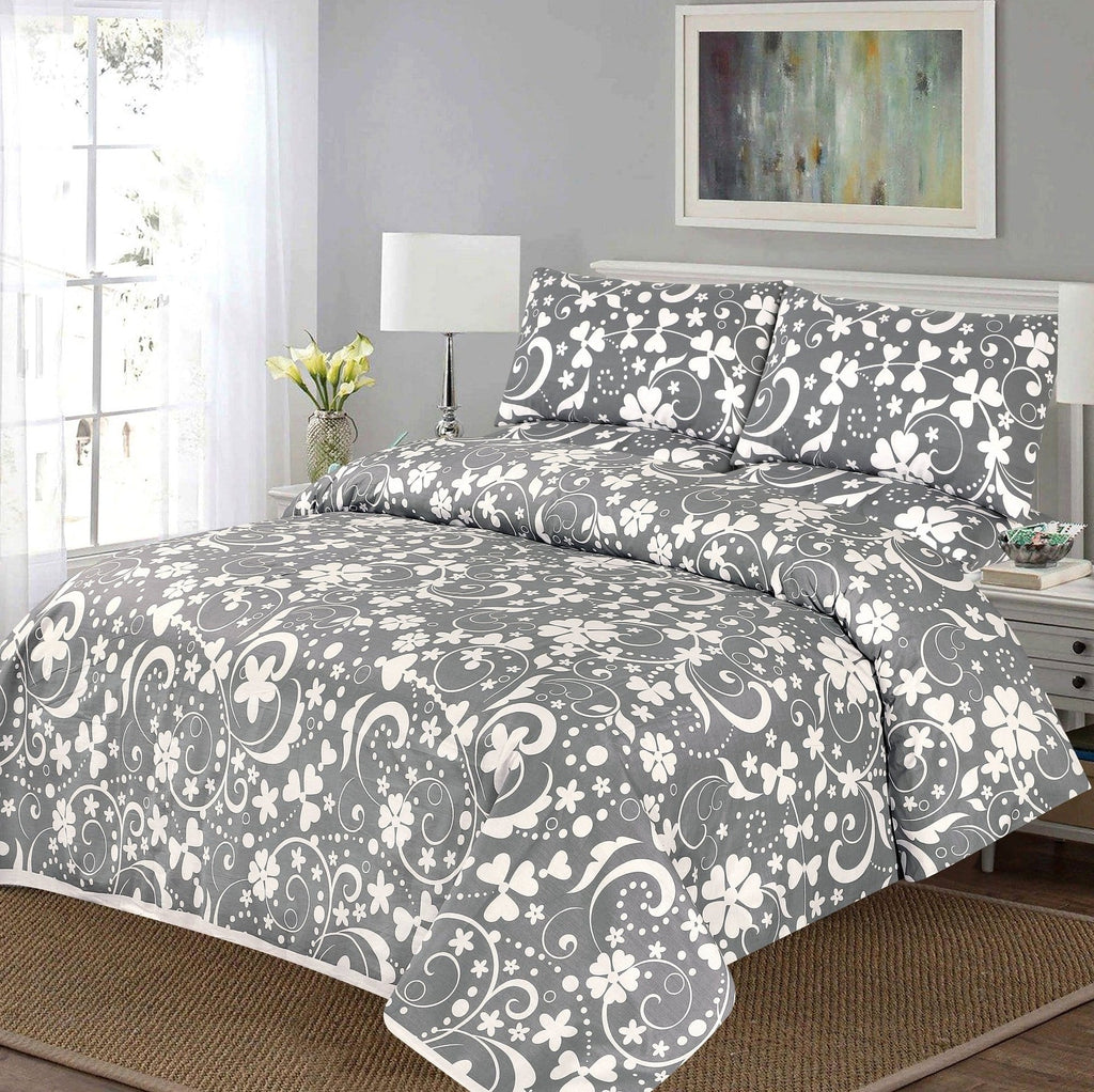 Grace D548-Cotton PC King Size Bedsheet with 2 Pillow Covers.
