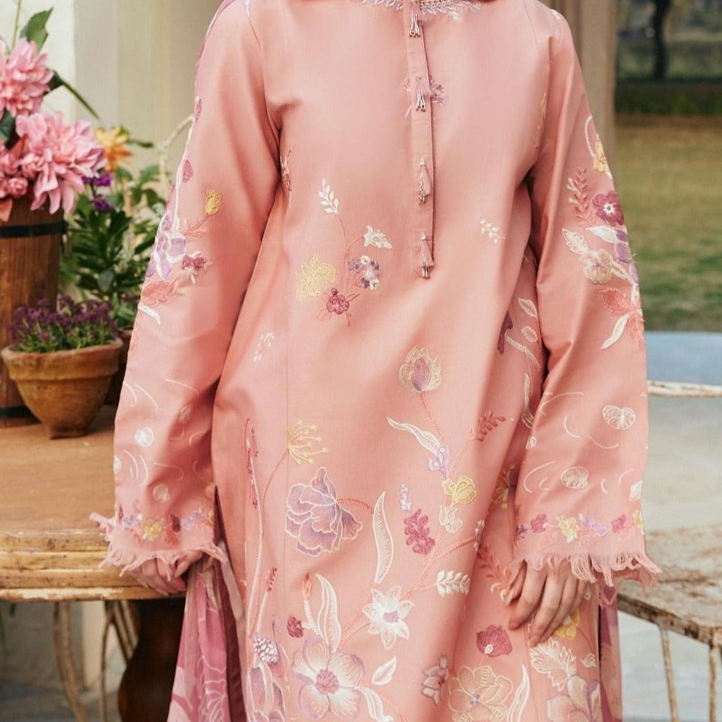 Grace S684- Embroidered 3pc lawn dress with Digital Printed Munar dupatta.