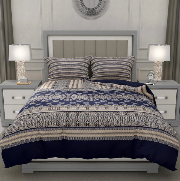 Navy Jacquard- Bed Sheet Set.